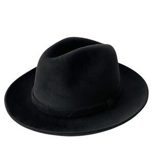 Vintage Super Quality Stylish Black Genuine Velour / Fedora Hat in Size 71/57